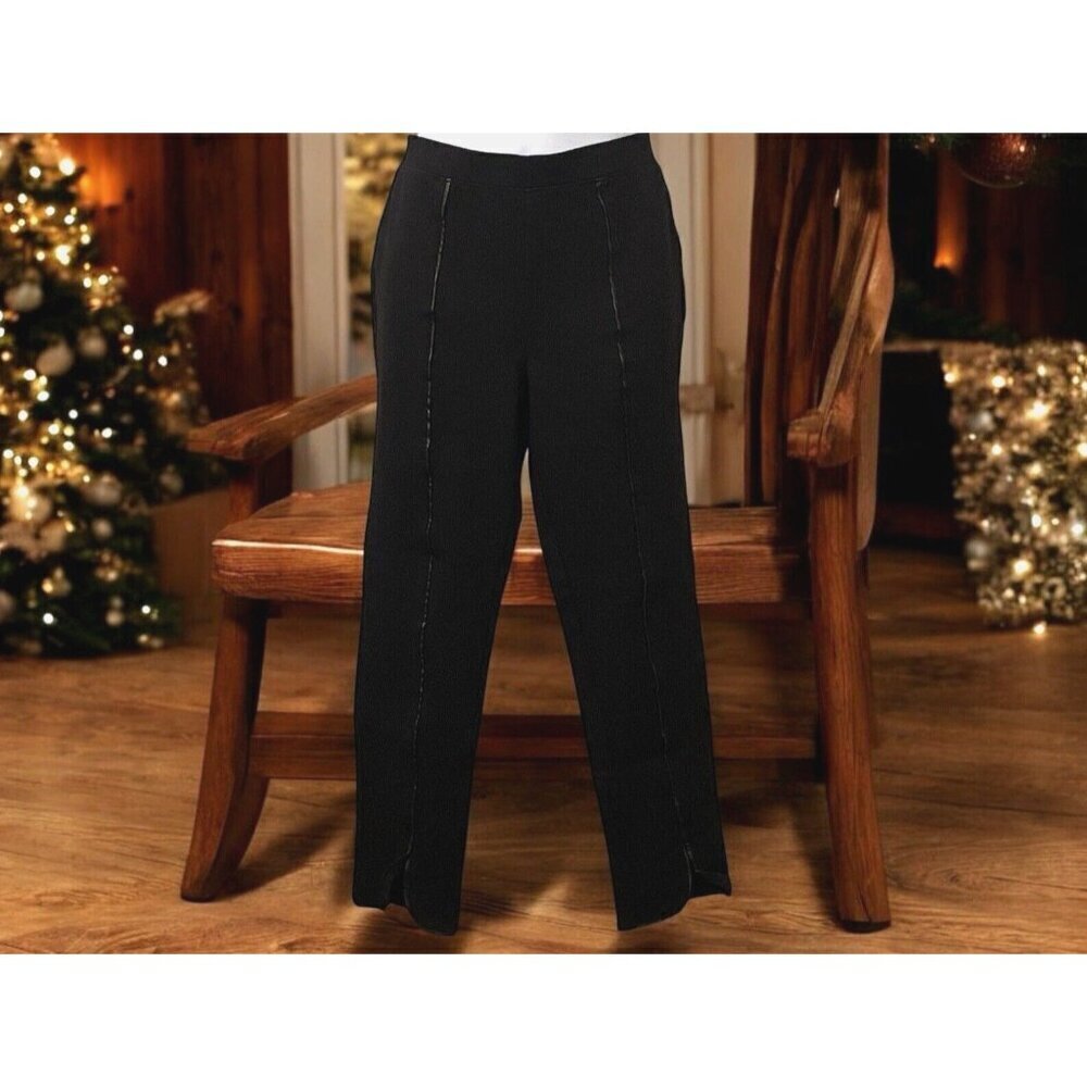 Joan Vass Womens Leggings Size M Black Mid Rise Tapered Leg - Picture 3 of 12